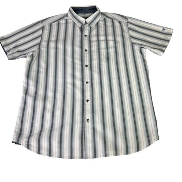 Kuhl Shirt Mens Large Bohemian Button Up Multicolor Striped Short Sleeve - Picture 2 of 12